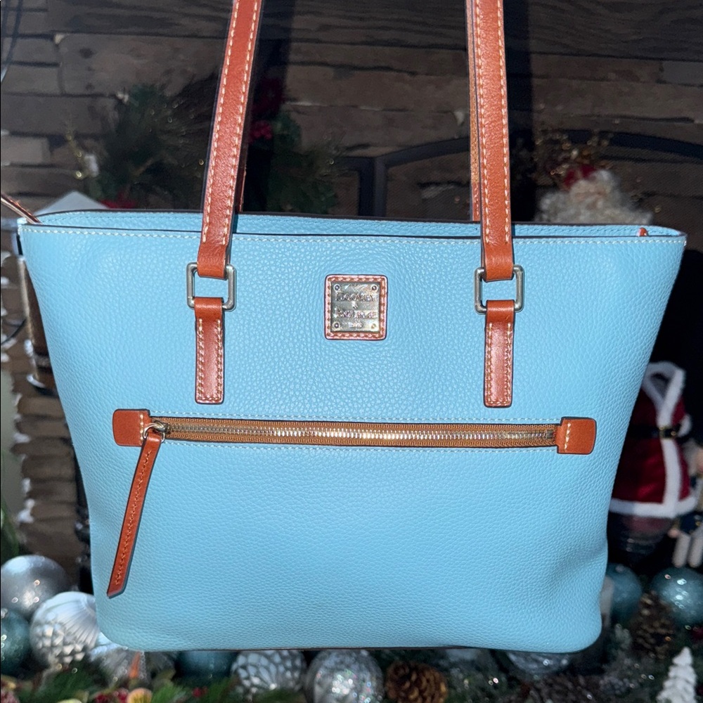 Dooney & Bourke Blue & Tan Leather Tote Bag LIKE NEW